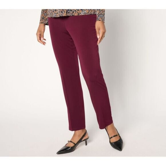 Bundle of 2 Susan Graver Modern Essentials Liquid Knit Red & Green Sofia Pants - Picture 7 of 7